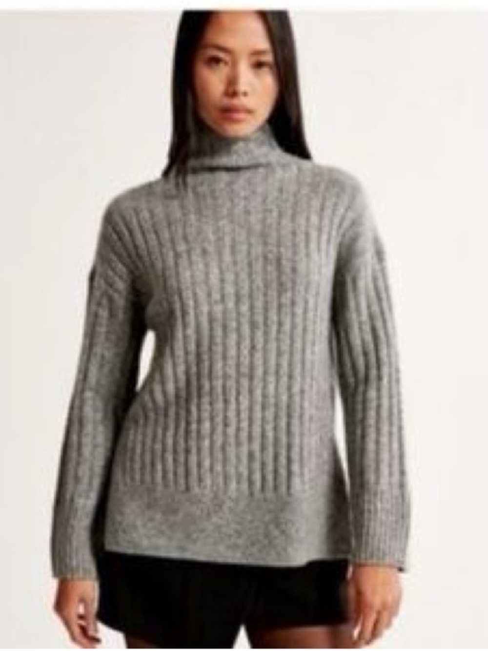 Abercrombie & Fitch Cream Cable-Knit Mock Neck Sweater-BEIGE